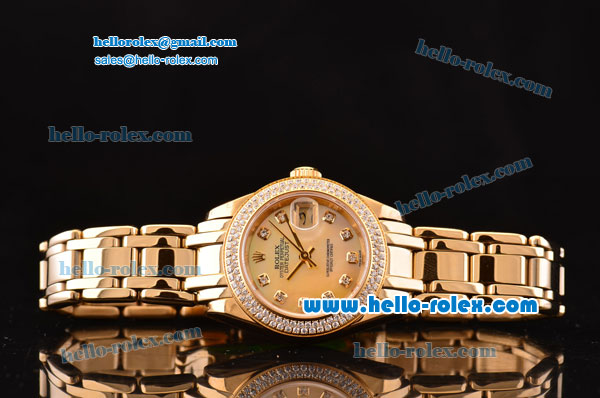 Rolex Datejust Lady Pearlmaster 2813 Automatic Gold Case with Diamond Markers and Diamond Bezel ETA Coating - Click Image to Close